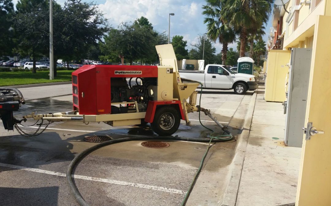 Retaining wall concrete pumping